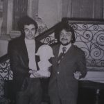 Scenograful Vasile Jurje și regizorul Emil Mandric la premiera unui spectacol,montat în Teatrul din Botoșani,