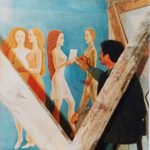 realizand o pictura murala in scoala Adjudeni in 1997 (1)